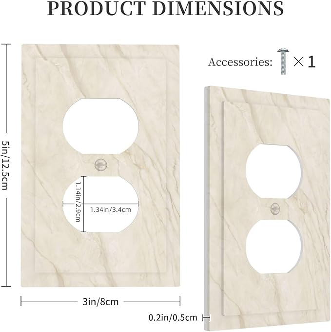 White Taupe Marble Abstract Luxury Outlet Covers 1 Gang Duplex Light Switch Cover Decorative Switch Plates Electrical Receptacle Faceplate Wall Plate for Bathroom Kitchen Home Decor