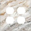 Matte Beige Gold Marble Granite Abstract Print Outlet Covers 2 Gang Double Duplex Decorative Light Switch Covers Electrical Wallplates Socket Faceplate for Bathroom Kitchen Decor