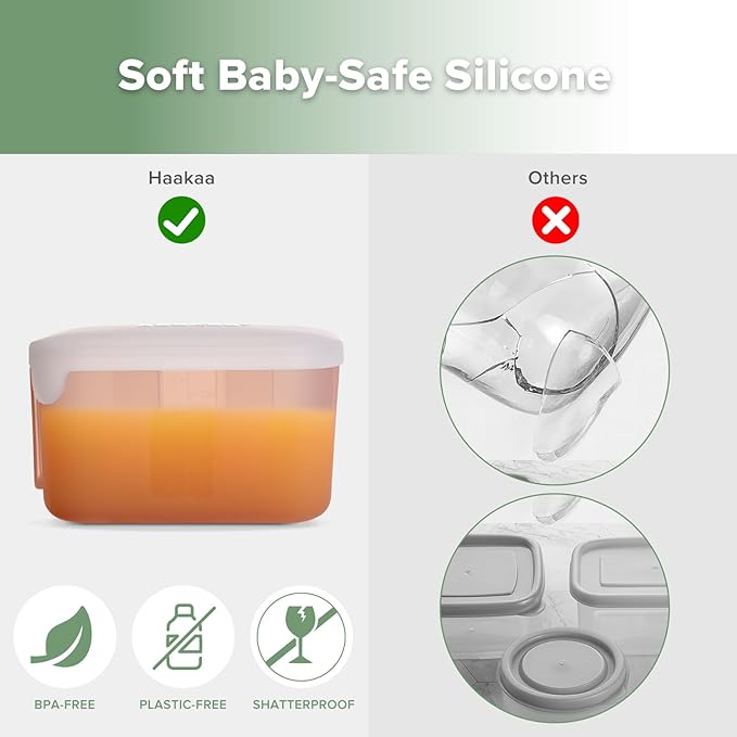 haakaa Mini Meal Silicone Storage Containers,8 oz Silicone Baby Food Containers with Airtight Lids,Reusable Baby Food Jars for Purees, Fruits & Snacks-Microwave & Dishwasher Safe,4 Pack,Blush