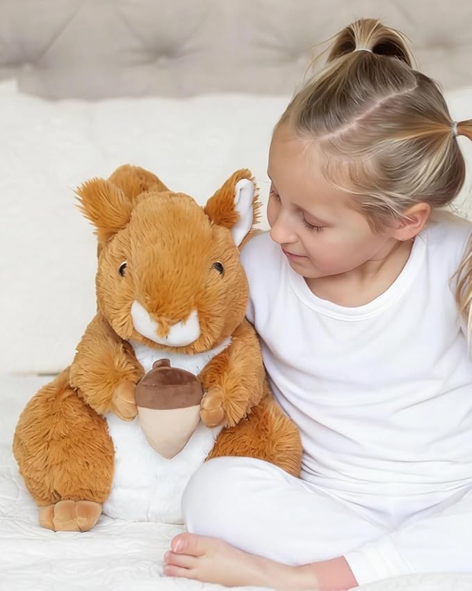 BENINY 14“ Realistic Squrrile Stuffed Animal, Cute Squirrel Plush Toy with Holding Mini Acorn, Plushie Gift for Kids