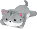 Weighted Cat Stuffed Animals for Kids,18 Inch 2 lbs Weighted Cat Plush Pillow,Soft Kawaii Large Grey Kitten Stuffed Animal Cuddle Plush Toy for Gifts Birthday Christmas
