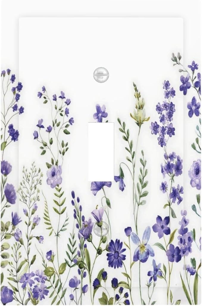 Lavender Wildflowers Purple Flowers Plant Floral Decorative Light Switch Cover 1 Gang Single Toggle Device Electrical Faceplate Switchplates Decorator Outlet Wall Plate for Bedroom Living Room Decor
