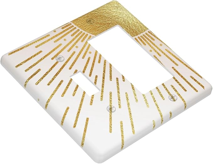 Mid Century Boho Gold Sun Abstract Sunrise Outlet Covers 1 Toggle 1 Rocker Combination Decorative Wall Plate Electrical Switch Plates Light Switch Cover Plate for Kids Room Home Decor