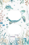 Sea Turtle Ocean Starfish Fish Coral Pearl Outlet Covers 1 Gang Duplex Light Switch Cover Decorative Switch Plates Electrical Receptacle Faceplate Wall Plate for Bathroom Kids Room Decor