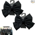 2 Pack Car Seat Headrest Hooks, Cute Bow Design Backseat Hook Storage Organizer for Purses, Handbags, Coats, Umbrellas, Cute Car Accessories for Women and Girls (Black)