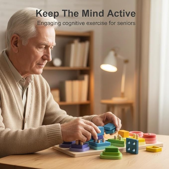 Dementia Activities for Seniors – Color and Shape Cognitive Board, Ideal Gifts for People with Dementia, Alzheimer's Products for Elderly