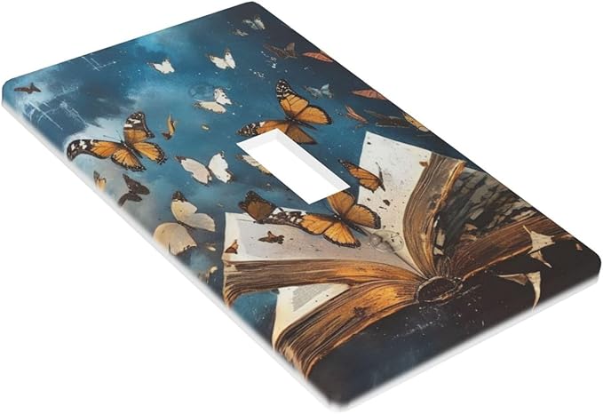 Decorative Art Light Switch Covers Butterflies from the Book Single Toggle Wall Plate Decorative Switchcover Electrical Switchplate for Home Decor