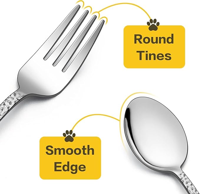 LIANYU 12Piece Kids Silverware Set, Includes 6 Kid Spoons, 6 Kid Forks, Stainless Steel Toddler Utensils Children Flatware Set, Child Preschooler Cutlery Set, Dishwasher Safe