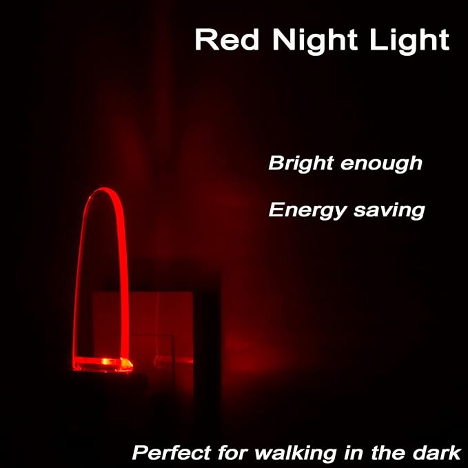 GREENIC Plug in LED Night Light Lamp 4 Pack with Light Sensor RED