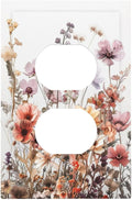 Boho Nursery Wildflower Flora Vintage Flower Outlet Covers 1 Gang Duplex Light Switch Cover Decorative Switch Plates Electrical Receptacle Faceplate Wall Plate for Bedroom Living Room Decor