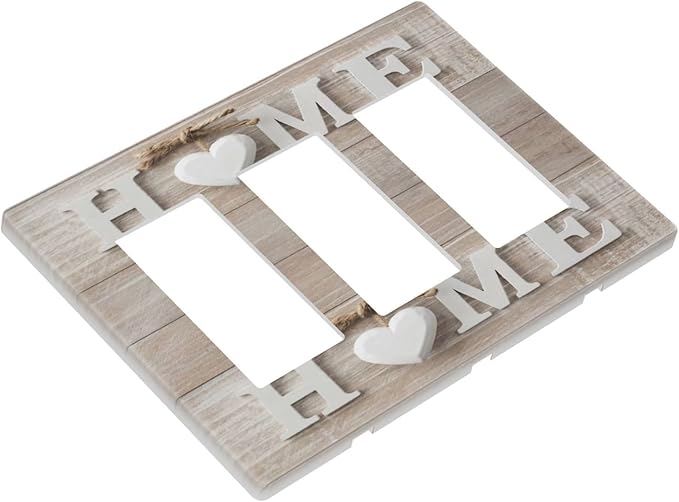 Farm Country Sweet Home Wood Print Triple Decorator/GFCI Outlet Light Switch Cover 3 Gang Rocker Wallplate Family Sign Wooden Letter Decor Decorative Electrical Faceplate Switchplate Dimmer Screwless