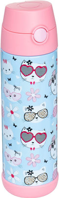 Snug Insulated Kids Water Bottle with Straw & Spout – Double-Wall Stainless Steel, Leakproof, Easy-Flip Lid – For School, Travel, Toddlers & Big Kids - Kitty, 17oz