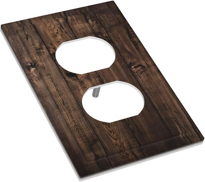 Rustic Brown Wood Plank Vintage Wooden Texture Print Outlet Covers 1 Gang Duplex Light Switch Cover Decorative Switch Plates Electrical Receptacle Faceplate Wall Plate for Farmhouse Home Decor