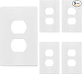 TG Mid-Size Screwless Duplex Wall Plate, Child Safe Receptacle Outlet Cover, Medium Size 1-Gang 4.88" H x 3.11" L, Polycarbonate Thermoplastic, UL Listed, SP-MS1-W5P, White (5 Pack)
