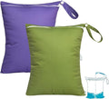 babygoal Wet Dry Bags 2 Pack for Swimsuits, Waterproof Bag for Travel, Food Storage, Stroller, Daycare, Baby Diapers, Yoga, Beach, Pool, Wet Clothes-Purple and Army Green