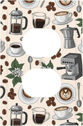 Whimsical Coffee Shop Duplex Wall Plate - 1-Gang Standard US Size Vintage Coffee Pattern Outlet Covers, Café Culture Espresso for Dining Room Decor