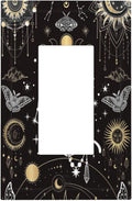 White Cat Tarot Moon Phases Moth Celestial Gothic Decorative Outlet Covers 1 Gang Single Rocker Light Switch Cover Plate Wall Plates GFCI Faceplate for Kids Room Bedroom Decor
