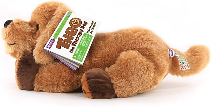 ROYLCO Theo The Sensory Companion Dog, Stuffed Animal, 2.5 lbs, Sensory Toy, Soft Fur, Heat/Cool Pack, Stuffed Animal for Children & Adults Brown