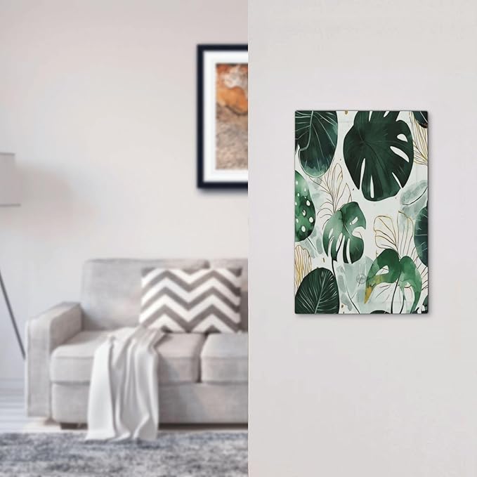 Boho Tropical Green Leaf Watercolor Banana Leaves Light Switch Cover Plate 1 Gang No Device Blank Electrical Wall Plates Faceplate Decorative Switch Plate For Bed Room Living Room Decor