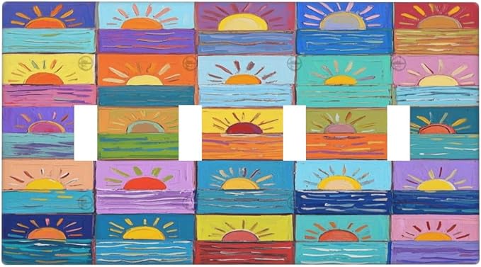 Sunrise Quad Toggle Wall Plate Decorative 4 Gang Light Switch Covers Electrical Switchplate Home Decorate Faceplat for Bathroom Bedroom Kitchen Room 4.5 x 8 Inch