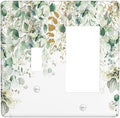 Gold Green Eucalyptus Leaves Plants Flowers Floral Outlet Covers 1 Toggle 1 Rocker Combination Decorative Wall Plate Electrical Switch Plates Light Switch Cover Plate for Bedroom Living Room Decor
