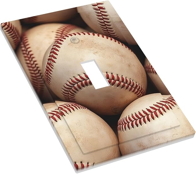 Vintage Baseball 1-Gang Toggle Light Switch Plate, Americana Baseball Decorative Wall Plate for Sports Fan Decor