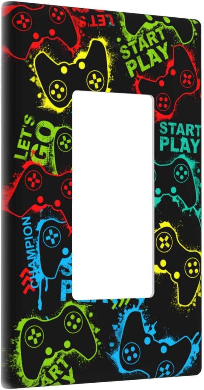 Video Game Single Gang Rocker Light Switch Cover Plates Decorative Outlet Covers, 1 Gang Rocker Wall Plate