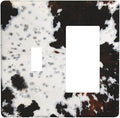 Brown Cheetah Cow Fur Print 2 Gang Single Toggle/Rocker Combination Light Switch Cover Decorative Wall Plate Cover Electrical Faceplate Art Decor