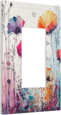 Light Switch Cover Plate Abstract Floral watercolor flowers 1 Gang Wall Plates Single Rocker Outlet Covers Wildflower Decorative GFCI Receptacle Cover Electrical Switchplate for Home Decor