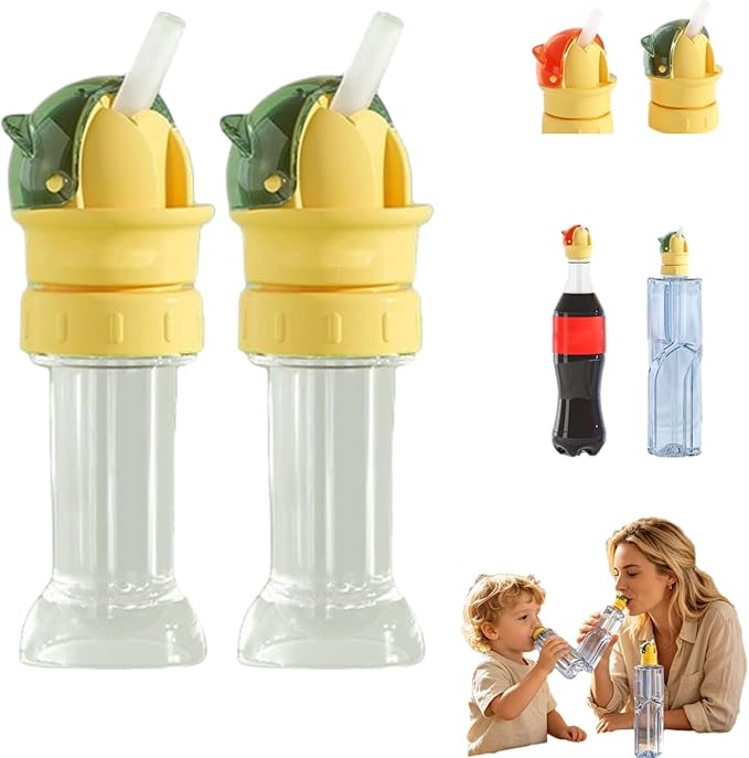 2pcs Water Bottle Spout Conversion Cap with Straw,Soft Silicone Straws,Reusable Children Beverage Water Bottle Straw Lid,Universal Soda Can Lids Spouts (green)