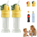 2pcs Water Bottle Spout Conversion Cap with Straw,Soft Silicone Straws,Reusable Children Beverage Water Bottle Straw Lid,Universal Soda Can Lids Spouts (green)