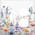 Colorful Floral Purple Lavender Flower Leaves Plants Wallplates 1 Toggle 1 Duplex Switch Plate Electrical GFCI Faceplate Decorative Light Switch Covers for Bed Room Living Room Decor