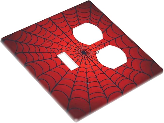 Red Spider Web Black Line Simplicity Wallplates 1 Toggle 1 Duplex Switch Plate Electrical Gfci Faceplate Decorative Light Switch Covers For Kids Room Home Decor