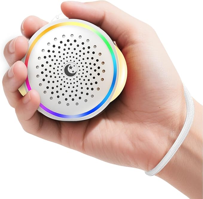 White Noise Sound Machine for Baby Sleep, 27 Soothing Sounds, Brown Noise, 24H Battery, 3 Warm Night Light Modes, 11 Color Lamp, Timer, Memory Function, Portable for Travel