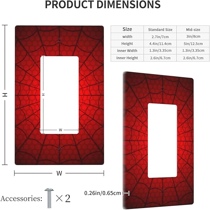 Spider Web Single Gang Rocker Light Switch Cover Plates Decorative Outlet Covers, 1 Gang Rocker Wall Plate