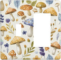 Boho Watercolor Mushroom Flowers Leaf Colorful Floral Outlet Covers 1 Toggle 1 Rocker Combination Decorative Wall Plate Electrical Switch Plates Light Switch Cover Plate for Kids Room Nursery Decor