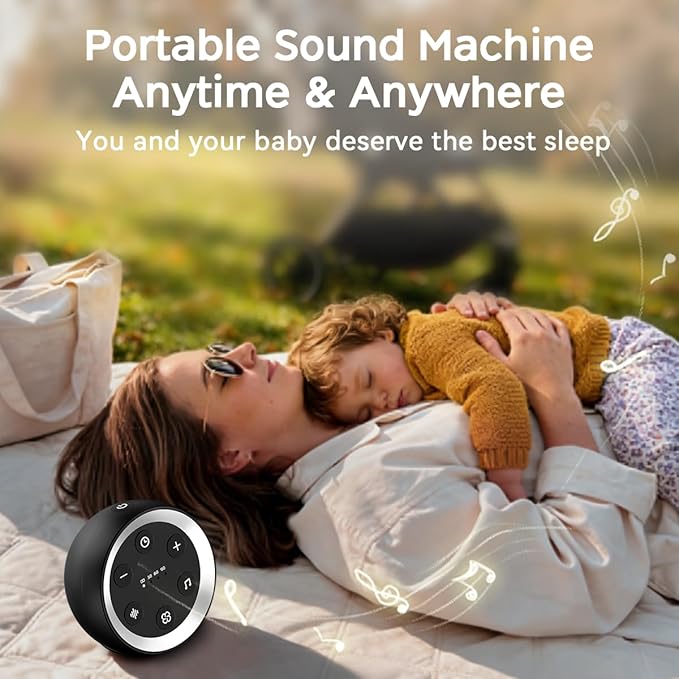 Small Sound Machine Battery Mini White Noise Machine for Baby Kids Adult with 32 Relaxing Sounds 32 Volume Levels Sleep Brown Noise Machine for Travel Office Privacy with 4 Timer & Memory