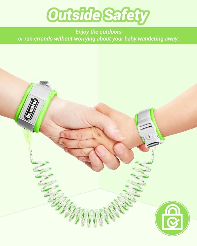 Dr.meter Kids Leash for Toddler, Reflective Anti Lost Wrist Link with Key & Lock, 8.2ft Safety Wristband Child Walking Harness for Supermarket Mall Airport Amusement Park Zoo Travel Essencials