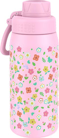 GOPPUS 19oz Kids Water Bottle with Spout Lid, Toddler Water Bottle, Stainless Steel Insulated Water Bottle, Leakproof, BPA Free, Suitable for Boys and Girls for School（Flowers）