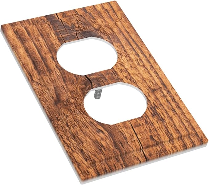Brown Wood Grain Rustic Natural Burl Print Outlet Covers 1 Gang Duplex Light Switch Cover Decorative Switch Plates Electrical Receptacle Faceplate Wall Plate for Farmhouse Home Decor
