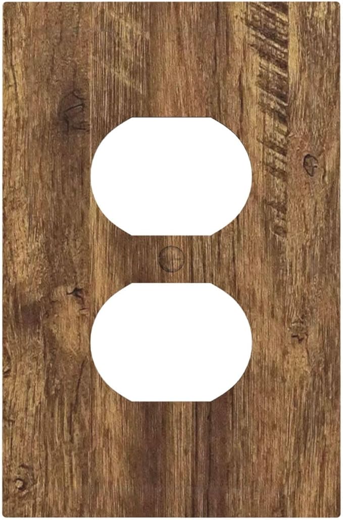 Outlet Covers Rustic Wood Grain Country Vintage Wooden Board 1 Gang Duplex Light Switch Cover Plate Decorative Wall Plates Socket Cover Electrical Switchplate for Farmhouse Home Decor