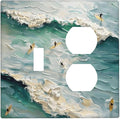 Beach Waves Ocean Surfing Hoverboard Painting Print Wallplates 1 Toggle 1 Duplex Switch Plate Electrical GFCI Faceplate Decorative Light Switch Covers for Bedroom Living Room Decor