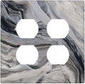 Grey And White Marble Abstract Art Print Outlet Covers 2 Gang Double Duplex Decorative Light Switch Covers Electrical Wallplates Socket Faceplate for Bathroom Kitchen Decor