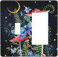 Boho Butterfly Mushrooms Snail 2-Gang 1-Toggle 1-Decorator/GFCI Device Combination Wallplate Starry Moon Night Stars Botanical Moth Dual Combo Toggle Receptacle Outlet Light Switch Cover Face Plate