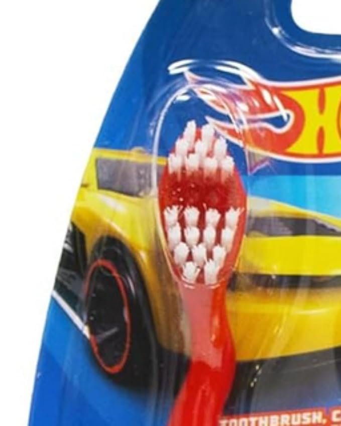 Brush Buddies Hot Wheels Kids Toothbrushes Kit Manual Toothbrushes for Kids Toddler Toothbrush 2 + Years Travel Toothbrush Kit with Cover and Cup 3PC Soft Bristles Small Head Easy Grip Handles