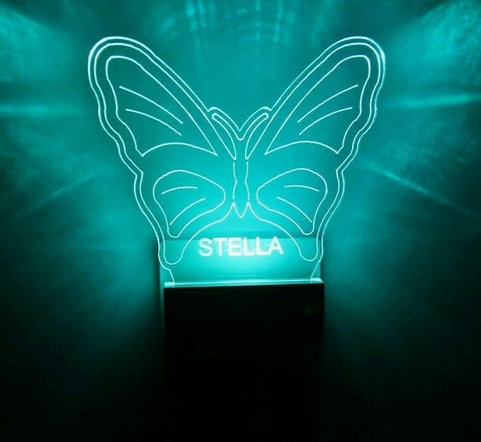 Night Light Multi Color Personalized LED Plug-in, Ultra-Slim Touch Night Light Smart Dusk to Dawn Sensor, Kids Children's Bedroom Kitchen Bathroom Hallway Play Room Variations (Butterfly)