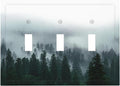 Forest Pine Forest Foggy Mountain Natural Scenery Decorative Switch Plates 3 Gang Wall Plate Triple Toggle Light Switch Cover Faceplate Electrical Wall Panels for Bed Room Living Room Decor