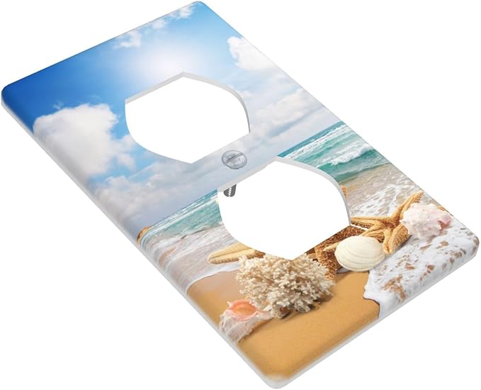 Ocean Beach Seashell Outlet Covers Decorative Electrical Outlets Duplex Outlet 1-Gang Wall Plate Receptacle Wall Outlet Cover