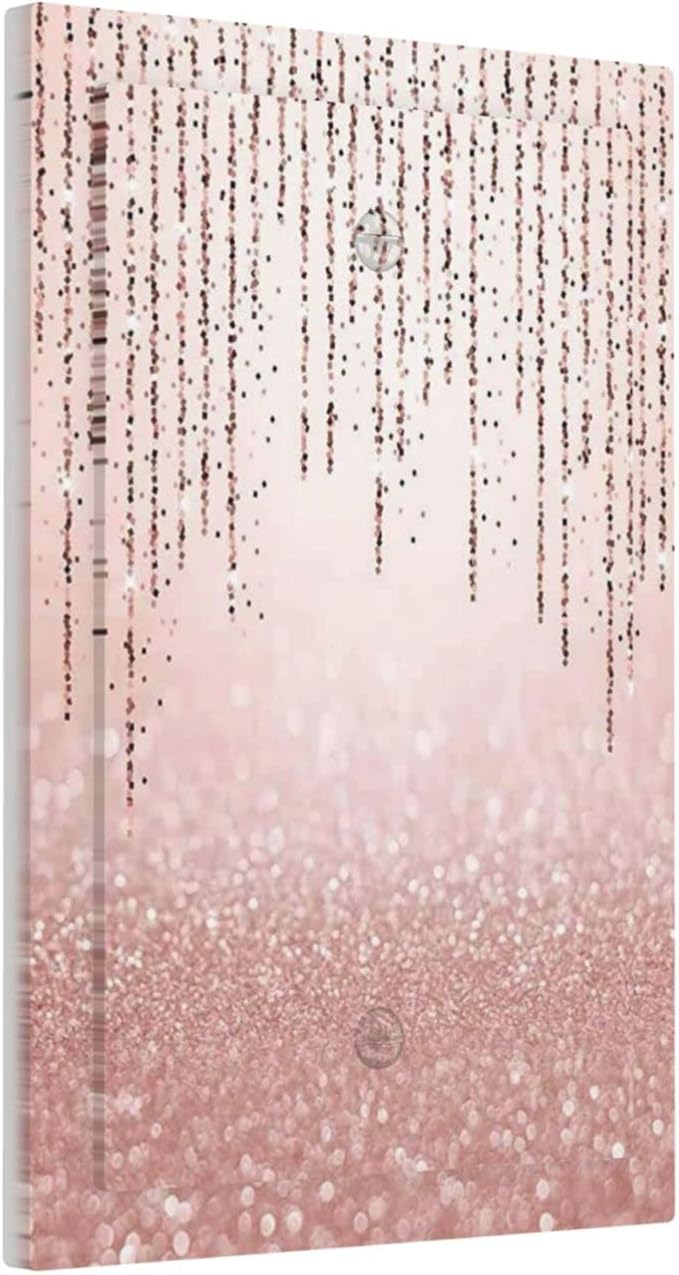 Pink Glittery Bling 1 Gang Light Switch Cover No Decive Blank Wall Plate Decorative for Teen Kids Boys Bathroom Home Bedroom Art Panel Decorate 5" x 3