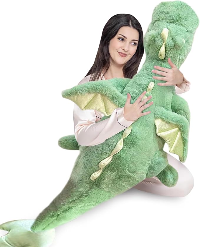 Pterosaur Stuffed Animal with Wings - Cute Soft Dinosaurs Plush Toys Little Flying Dragon Plushies Pillow Doll Christmas Birthday Gifts for Kids Boys Girls (Green,59.05inch/150cm)